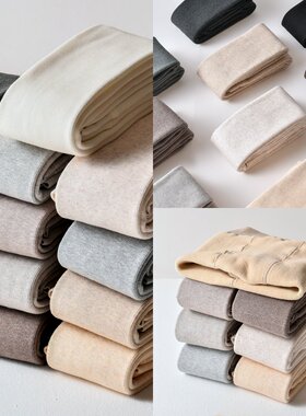 袋装冬加绒加厚保暖裤女竖条纹连裤袜燕麦白咖色棉螺纹外穿打底裤