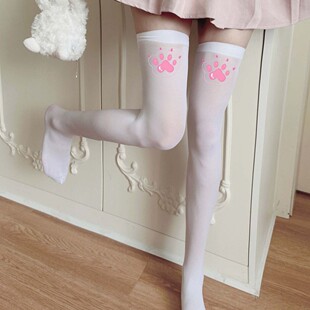 二次元 颜表情大腿袜女jk袜子长袜过膝袜高筒白色长
