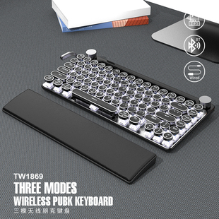 七品7KEYS复古打字机键盘无线蓝牙机械键盘朋克圆键高特青轴三模