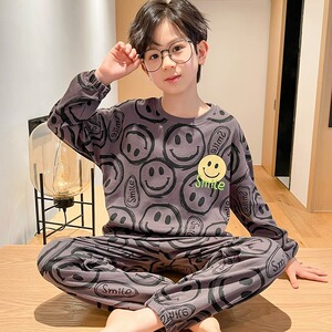 儿童睡衣男童春秋季长袖薄款纯棉卡通中大童学生胖男孩家居服套装