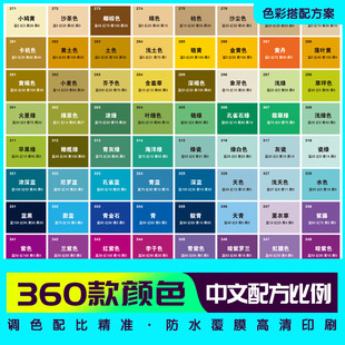 调色卡配方比例色卡参考表家具维修皮衣色粉油漆色浆喷漆实物上色