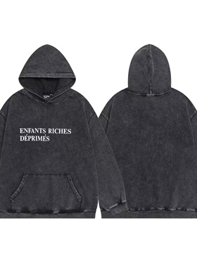 美式酸洗复古做旧连帽衫卫衣定制炒雪花做旧拉链开衫外套印花定做