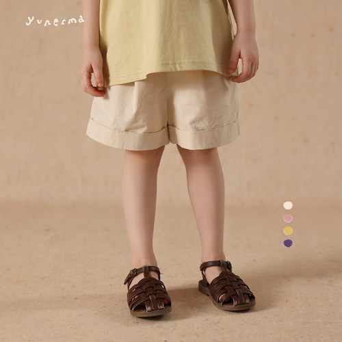 允儿妈女童夏季甜美卷边休闲短裤