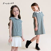 儿童上衣宝宝裙子 连衣裙套装 允儿妈女童春夏姐妹款 复古格子娃娃衫