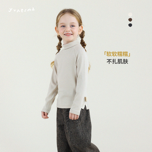 儿童秋冬洋气T恤宝宝上衣 百搭纯色高领打底衫 允儿妈女童冬季 新款