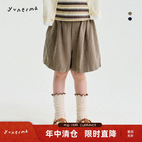 允儿妈女童夏季新款休闲纽扣短裤