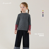 儿童修身 允儿妈女童冬季 天丝绵羊毛混纺拼色打底衫 上衣宝宝T恤潮