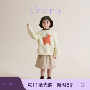 允儿妈女童冬季新款卡通印花磨毛卫衣儿童加厚上衣宝宝时尚套头衫