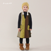 允儿妈女童冬季 小众复古夹棉拼接背心裙宝宝秋冬时尚 公主裙连衣裙