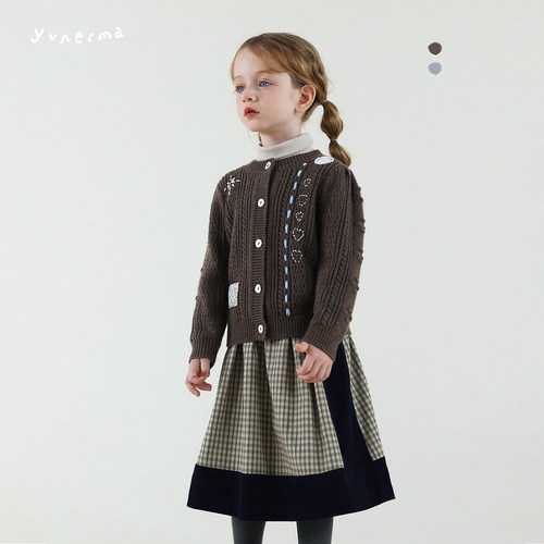 允儿妈女童绵羊毛混纺开衫毛衣
