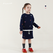 允儿妈秋季百搭刺绣纯棉卫衣运动短裙套装女童春秋上衣儿童半裙潮