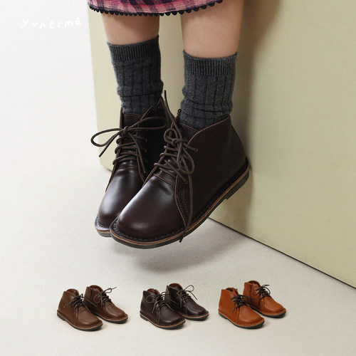 幼儿园复古小众牛皮系绳小皮鞋