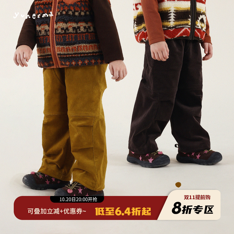 允儿妈女童冬季户外灯芯绒休闲裤宝宝秋冬加厚直筒裤儿童裤子长裤
