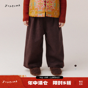 宝宝冬季小众绵羊毛混纺磨毛直筒裤允儿妈女童加厚毛呢裤儿童裤子