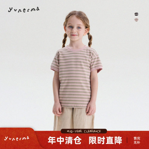 允儿妈女童夏季韩系条纹纯棉短袖