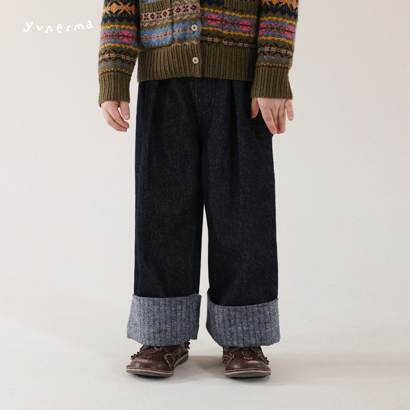 允儿妈女童冬季新款百搭磨毛牛仔裤儿童时尚加厚直筒裤宝宝休闲裤