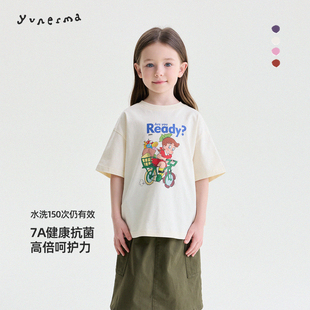 允儿妈女童夏季新款百搭卡通印花纯棉T恤儿童洋气短袖宝宝上衣潮