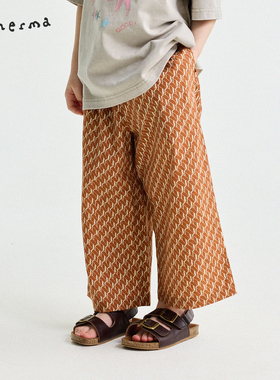 宝宝夏季百搭碎花格子休闲裤允儿妈女童2026新款防蚊裤儿童阔腿裤