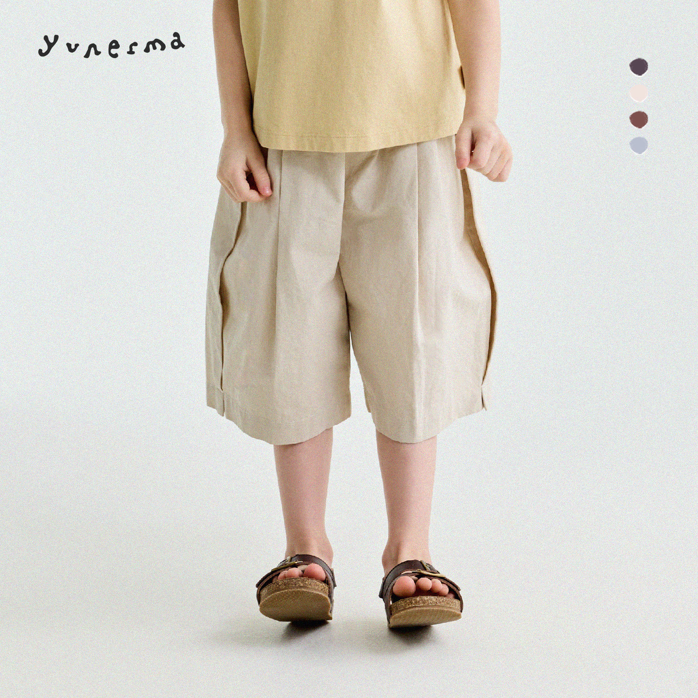 允儿妈女童夏季韩系棉麻7分裤亲子装 儿童2026新款短裤百搭休闲裤