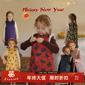 允儿妈女童秋冬银兰貂100支长绒棉碎花复古旗袍裙宝宝新年拜年服