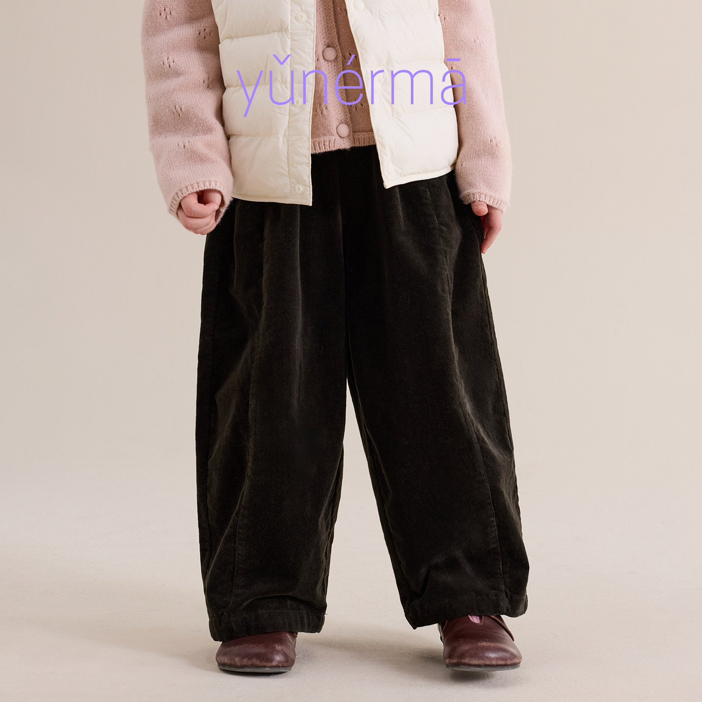 允儿妈女童秋季复古灯芯绒休闲裤图片