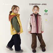 允儿妈女童秋冬杜邦三防拼色连帽冲锋衣儿童时尚 防风服宝宝外套潮