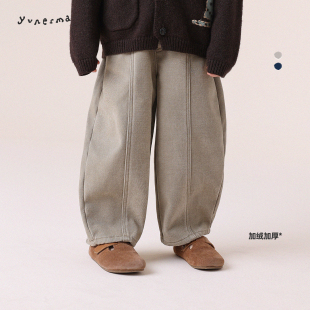 允儿妈女童冬季加绒加厚小众牛仔裤儿童时尚气球裤宝宝新款裤子潮