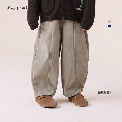 允儿妈女童冬季小众加绒牛仔裤
