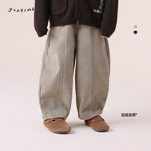 允儿妈女童冬季小众加绒牛仔裤