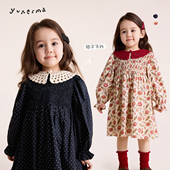 女孩气质波点公主裙 小众针织假领子碎花连衣裙套装 允儿妈春季 新款