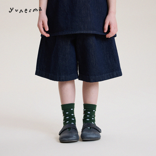 儿童百搭中裤 允儿妈女童春夏新款 阔腿裤 宝宝2026时尚 简约牛仔短裤