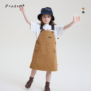 允儿妈女童2026春季新款户外工装背带裙儿童纯棉连衣裙女宝裙子潮