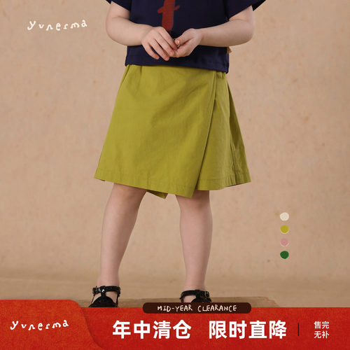 允儿妈女童日系小众偏襟短裤裙裤