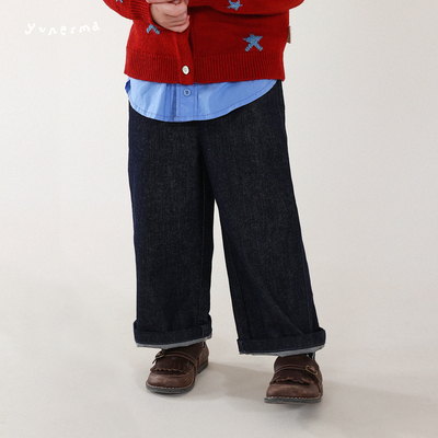 允儿妈女童冬季假两件牛仔直筒裤