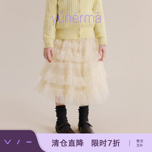 允儿妈女童秋季新款小众蓬蓬纱半身裙宝宝春秋百搭半裙儿童公主裙