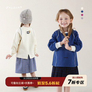 上衣儿童衣服潮 宝宝新款 允儿妈女童秋季 简约运动卫衣女孩洋气长袖