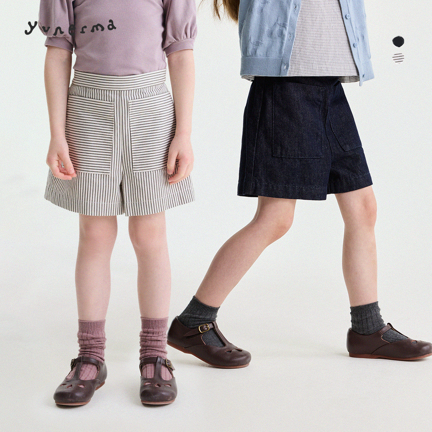 宝宝夏季百搭条纹牛仔短裤允儿妈女童2026新款气质休闲裤儿童裤子