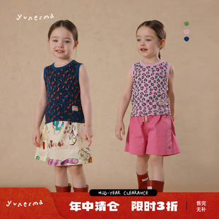 允儿妈女童夏季新款豹纹针织背心宝宝幼儿园时髦上衣儿童套头衫潮