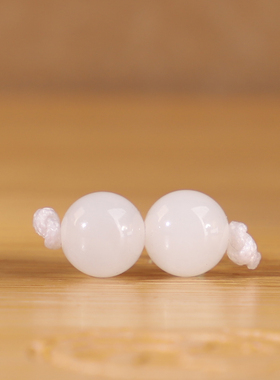 帝廷家！正品天然俄料和田玉白玉圆珠一级白对珠散珠329号6mm*2颗