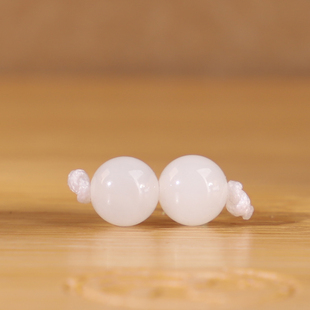 帝廷家!正品天然俄料和田玉白玉圆珠一级白对珠散珠329号6mm*2颗