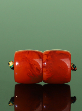 帝廷！原矿正品川料南红火焰红直切老型珠散珠一物一拍单品对珠