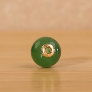 帝廷家 俄料碧玉圆珠18K金贴片孔道镶单颗珠493号8.2mm 天然正品