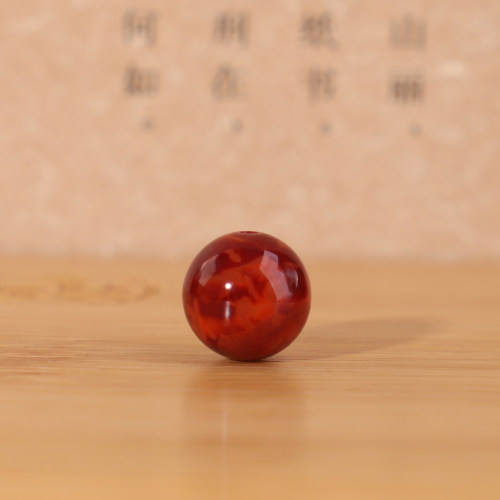 凉山南红圆珠高品火焰纹艳红单珠