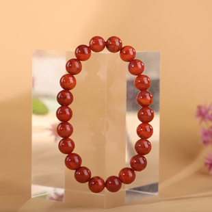 帝廷家！正品川料凉山南红火焰纹圆珠手串艳红性价比WM03号8.3mm