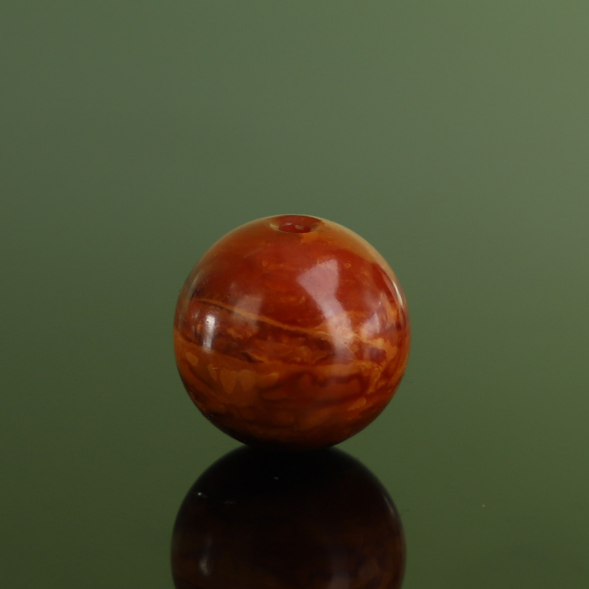帝廷家!正品俄料蜜蜡老蜡圆珠高选红皮妖花纹散珠12.9mmLLY45号