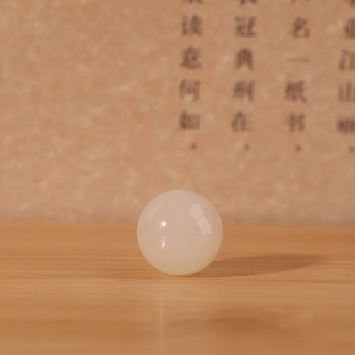 天然和田玉藕粉圆珠散珠单颗精选