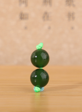 俄料碧玉老坑菠菜绿圆珠深色对珠