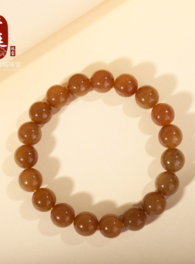 天然新疆和田玉且末糖玉圆珠手串