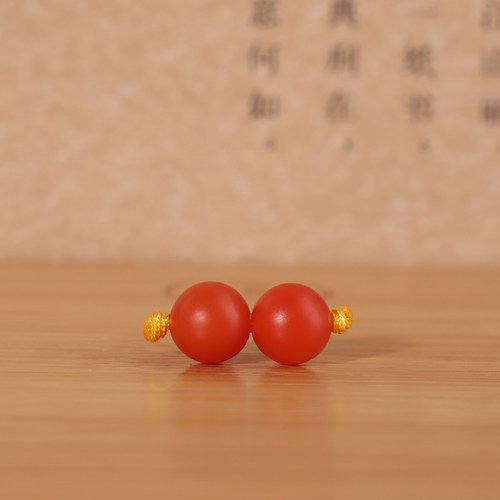 保山南红圆珠柿子红对珠高品质