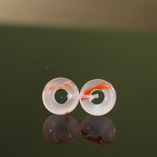 川料凉山南红面包圈隔珠对珠高冰隔片514号7.7mm 2颗 正品 帝廷家